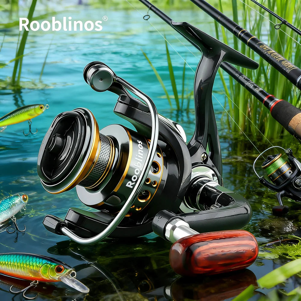 RooblinosFishing BK Spinning Reel Aluminum Alloy Left Hand Cork Nylon Handle