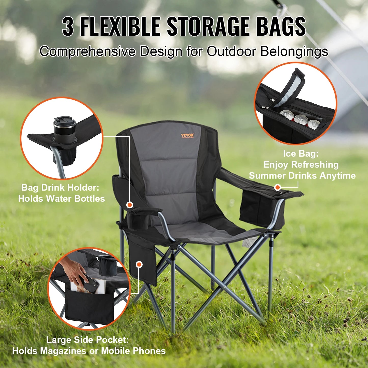 SucceBuy Ultralight Folding Outdoor Camping Chair 350Lb Capacity