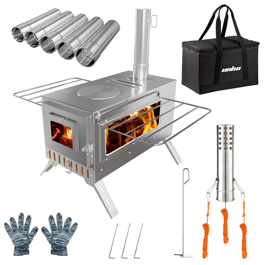 Hot Tent Stove Portable Wood Burning Stove With Chimney Pipes