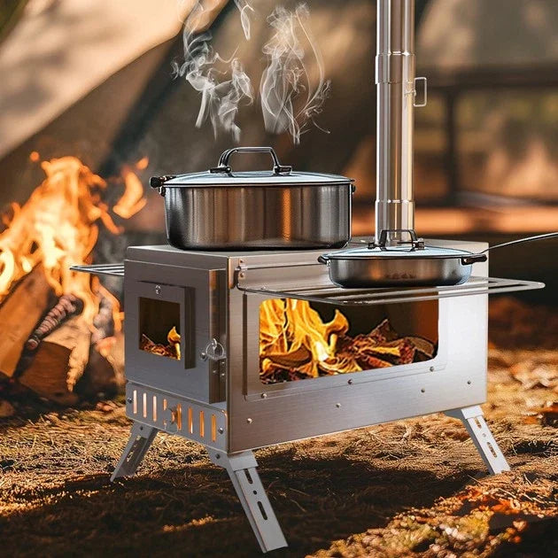 Hot Tent Stove Portable Wood Burning Stove With Chimney Pipes