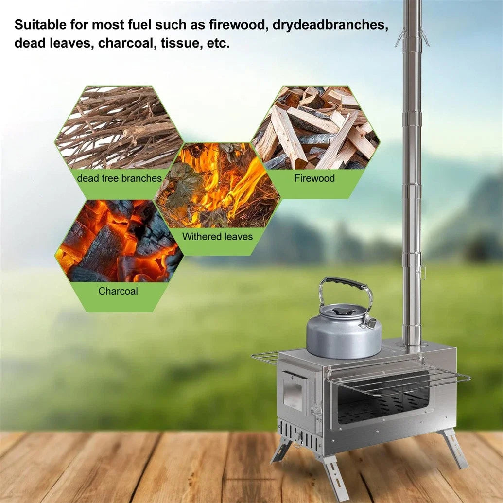 Hot Tent Stove Portable Wood Burning Stove With Chimney Pipes