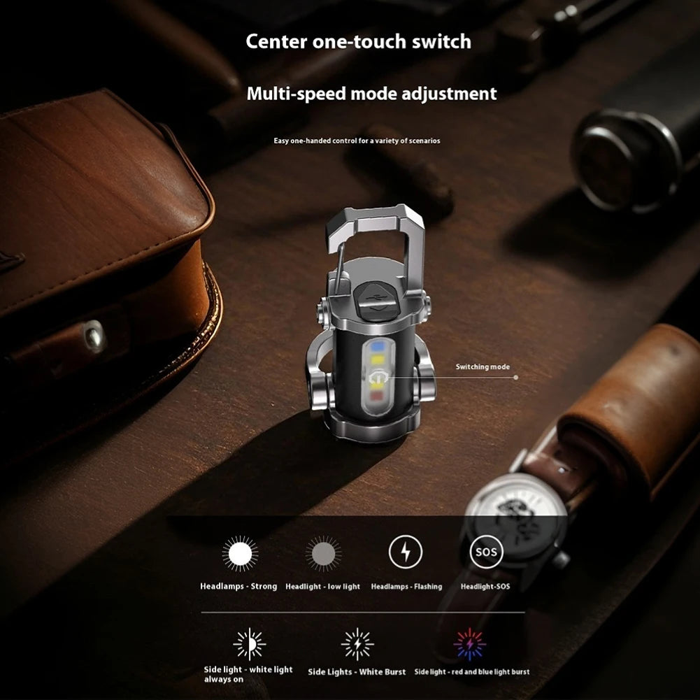 APWIKOGER Mini COB LED Keychain Flashlight 7 Modes