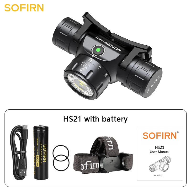 Sofirn HS21 2000lm USB C Rechargeable EDC Headlamp Infrared Switch