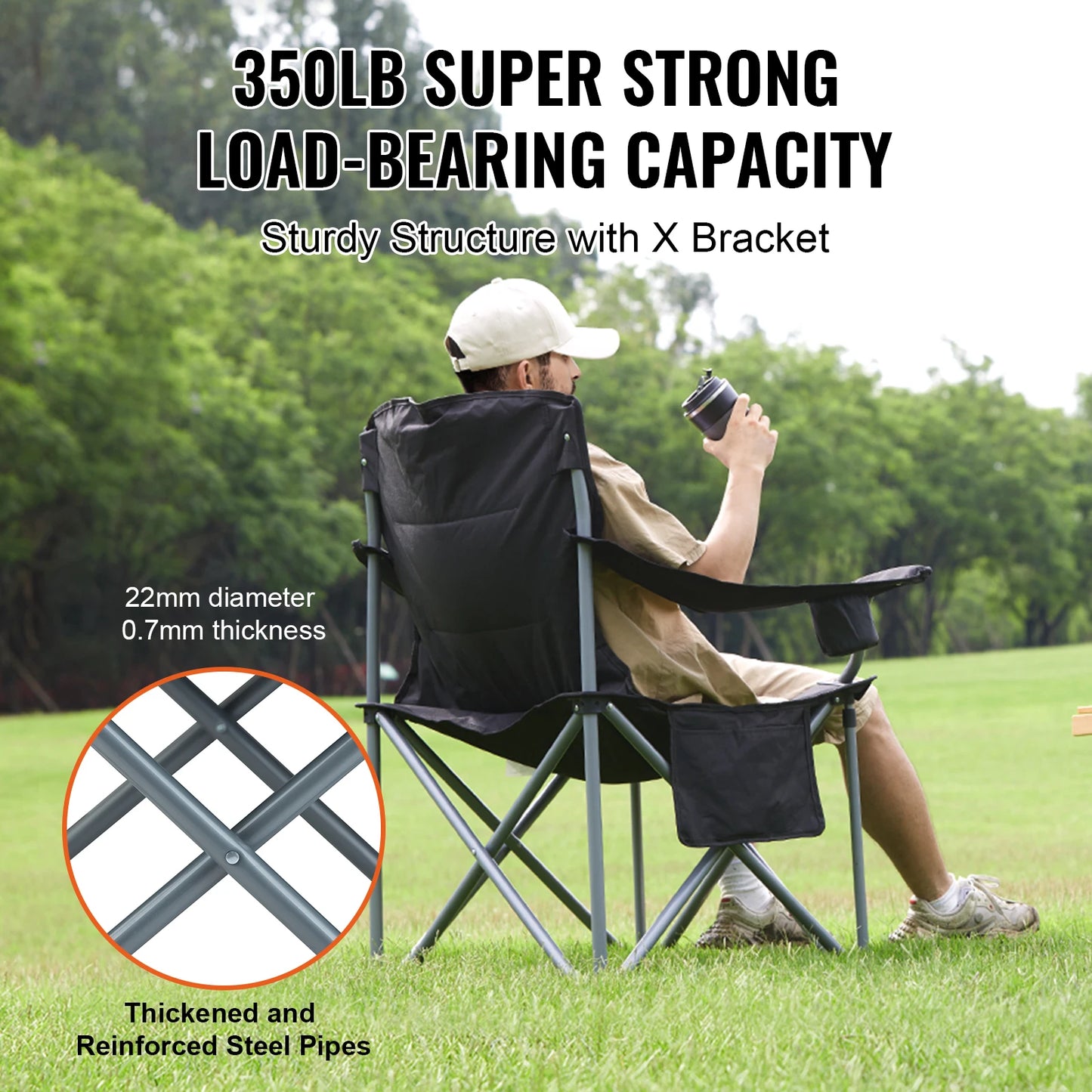 SucceBuy Ultralight Folding Outdoor Camping Chair 350Lb Capacity