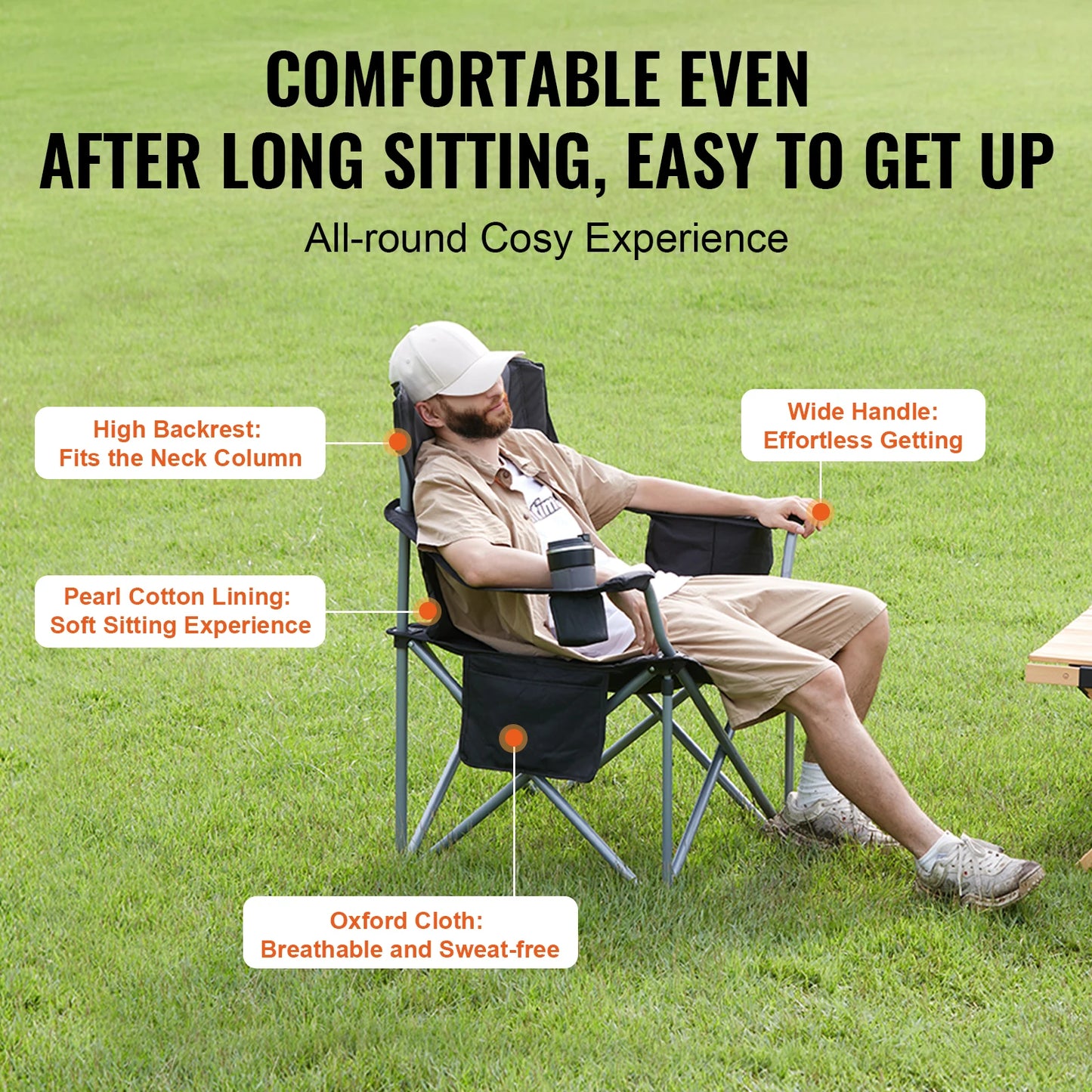 SucceBuy Ultralight Folding Outdoor Camping Chair 350Lb Capacity
