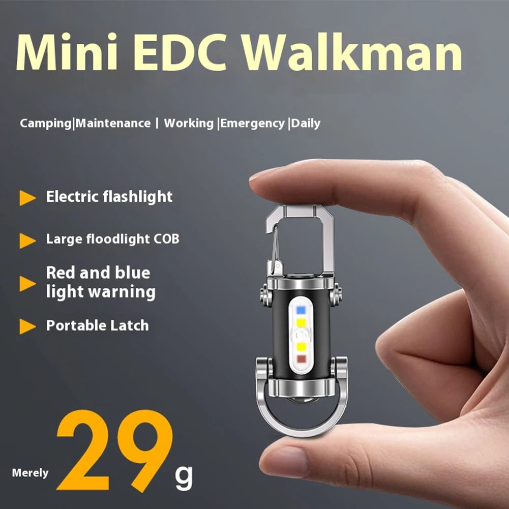 APWIKOGER Mini COB LED Keychain Flashlight 7 Modes